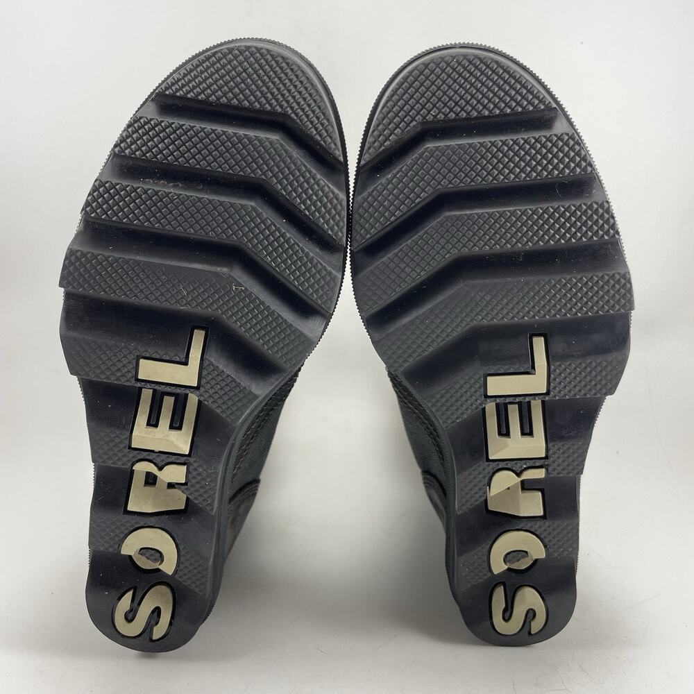 Sorel Lexie Wedge Womens Size 7 Black Leather Waterproof Lace Up Ankle Boots - Picture 8 of 13